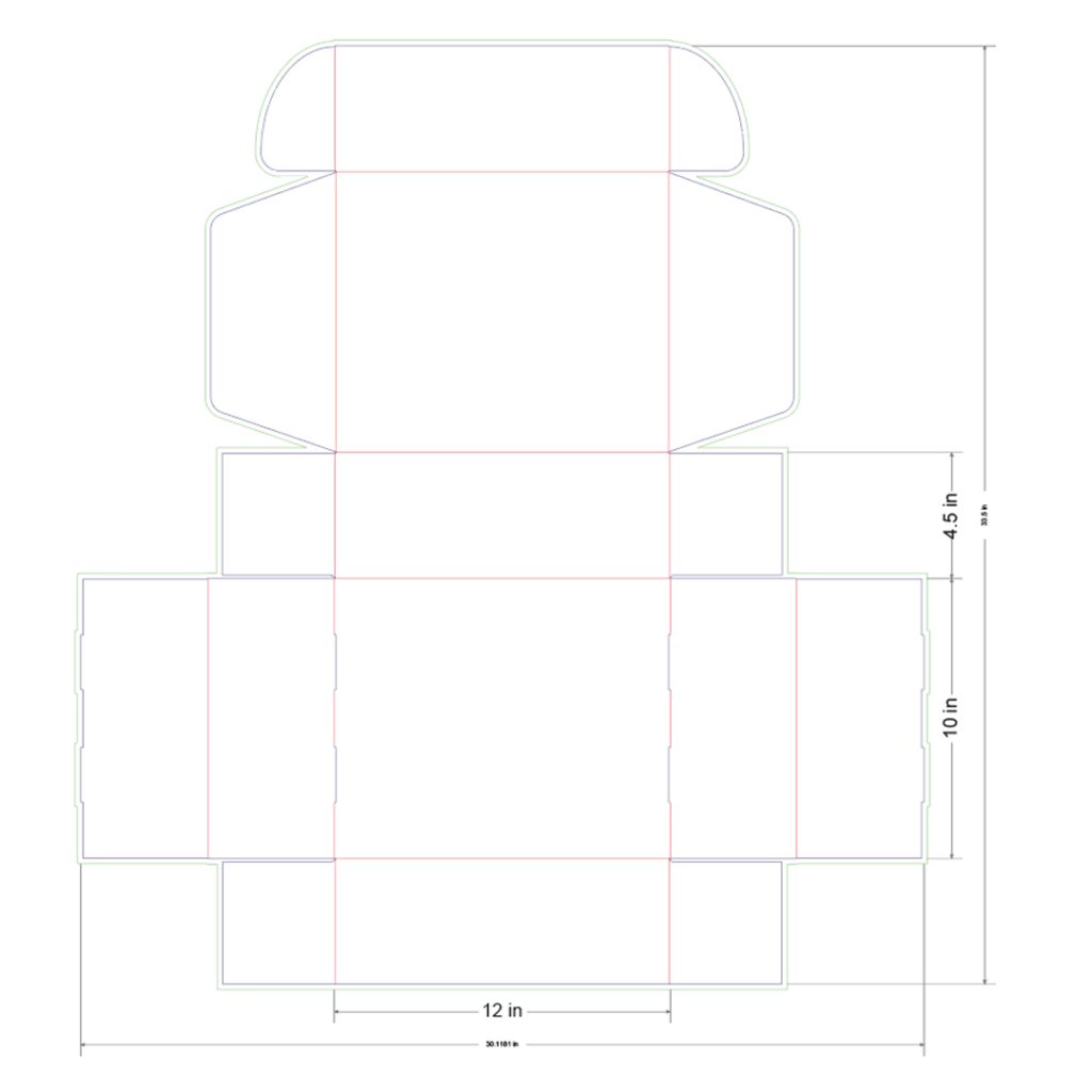 12x10x4.5 in Mailer Box Template