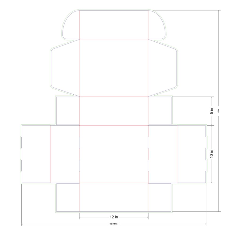 12x10x5 in Mailer Box Template