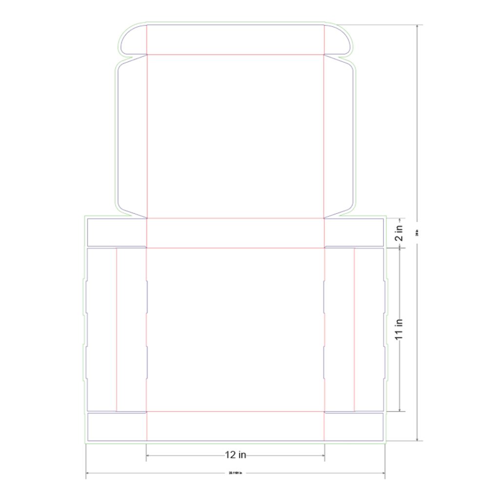 12x11x2 in Mailer Box Template