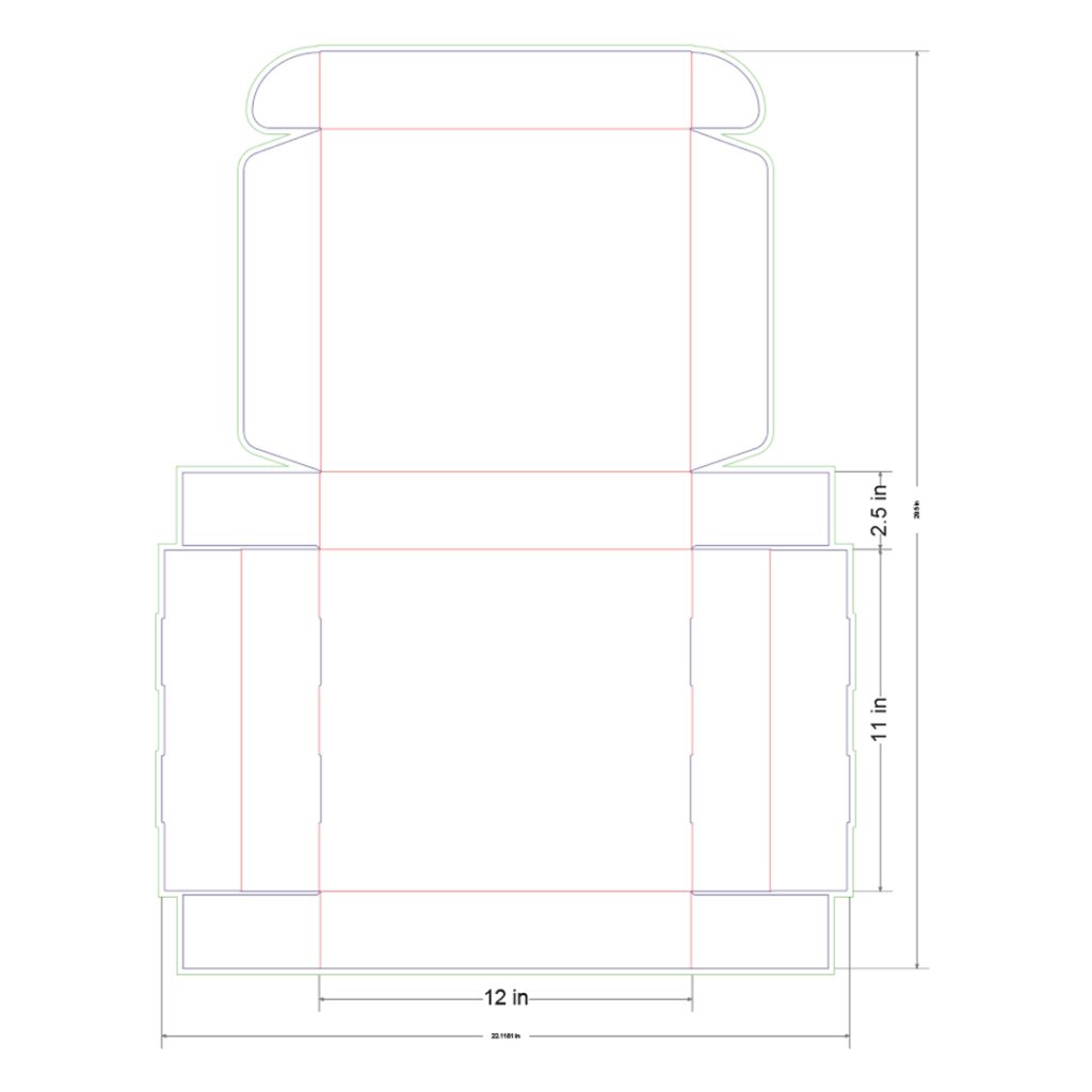 12x11x2.5 in Mailer Box Template
