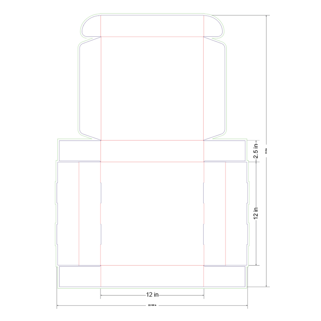 12x12x2.5 in Mailer Box Template