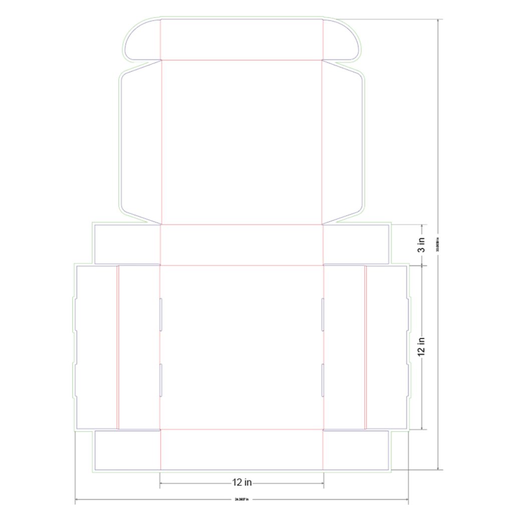 12x12x3 in Mailer Box Template