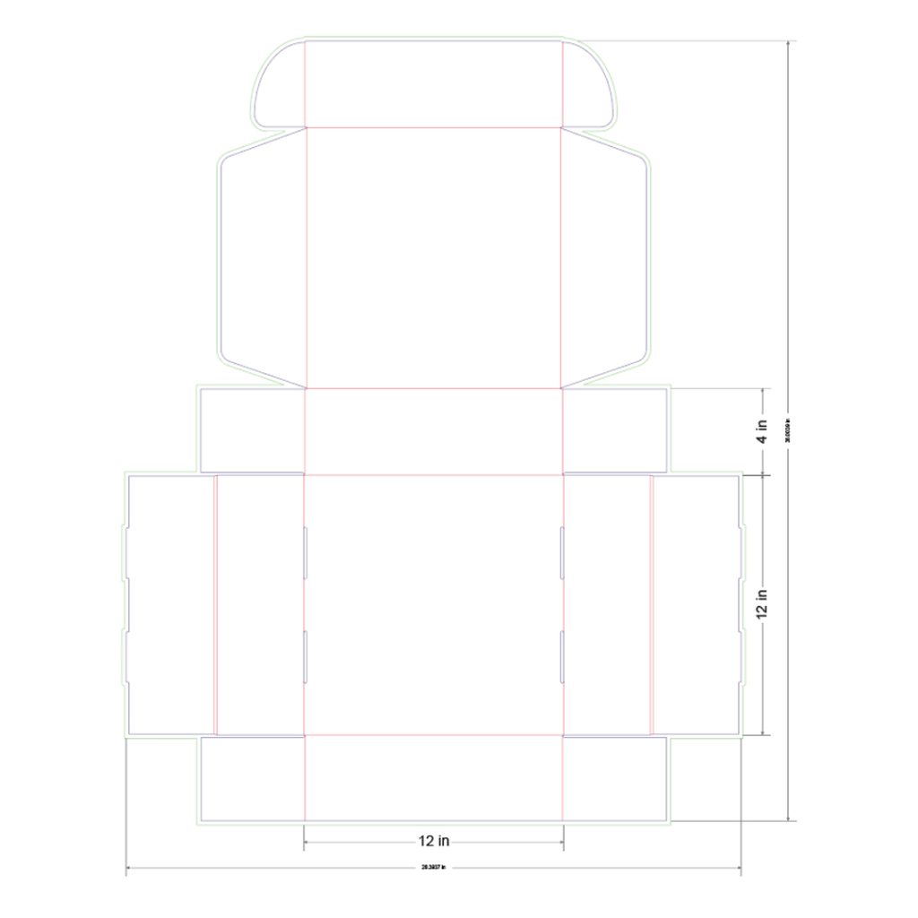 12x12x4 in Mailer Box Template
