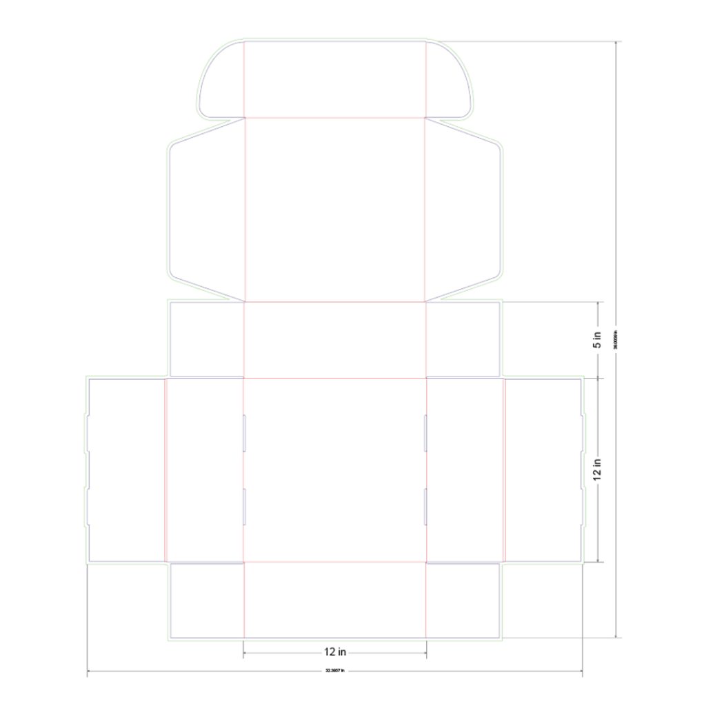 12x12x5 in Mailer Box Template