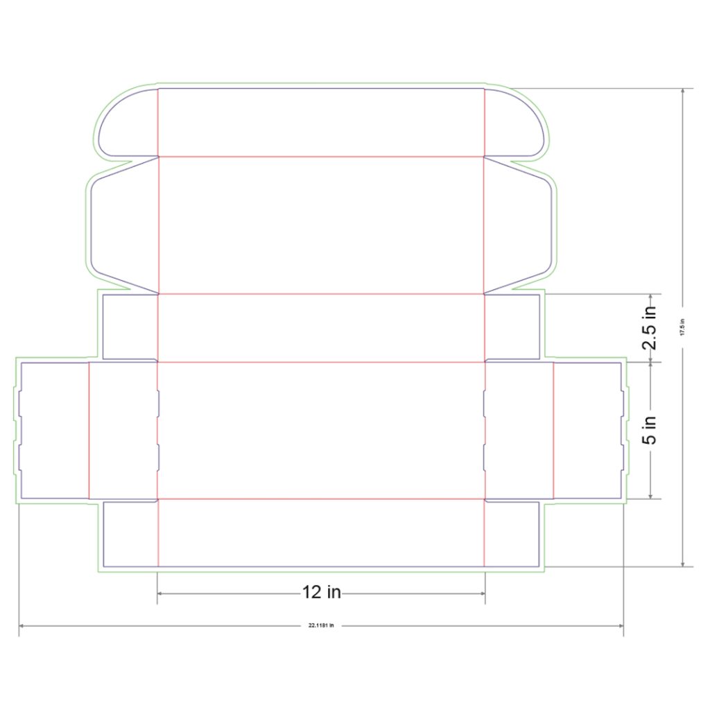 12x5x2.5 in Mailer Box Template