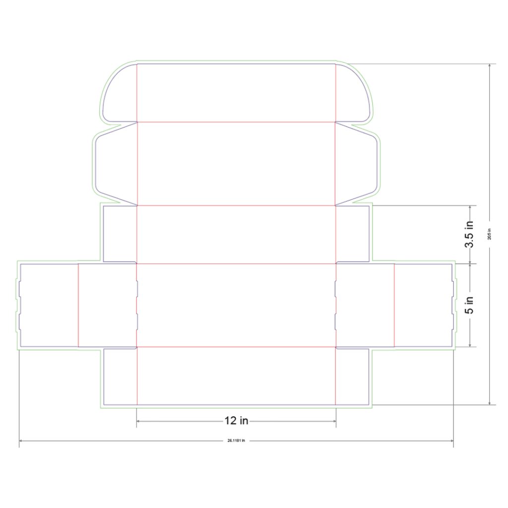 12x5x3.5 in Mailer Box Template