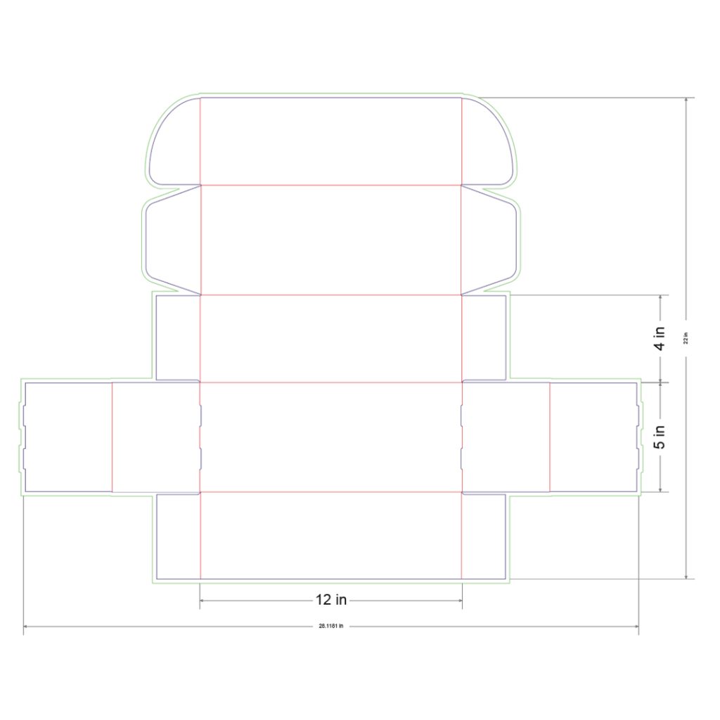 12x5x4 in Mailer Box Template