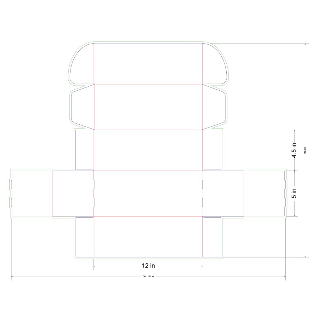 12x5x4.5 in Mailer Box Template