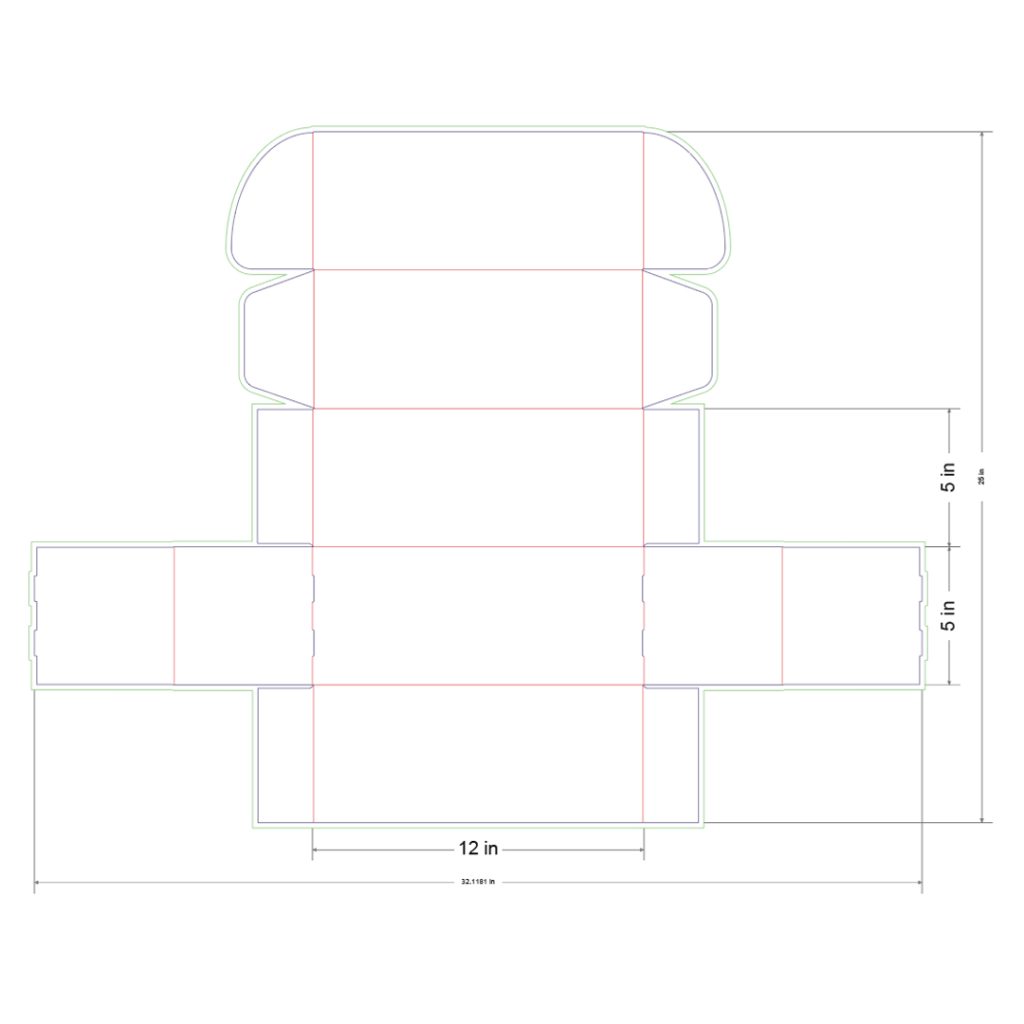 12x5x5 in Mailer Box Template