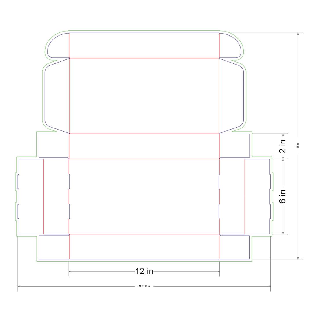 12x6x2 in Mailer Box Template