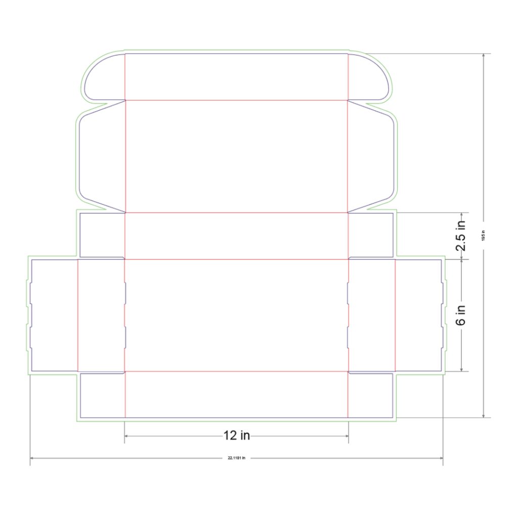 12x6x2.5 in Mailer Box Template
