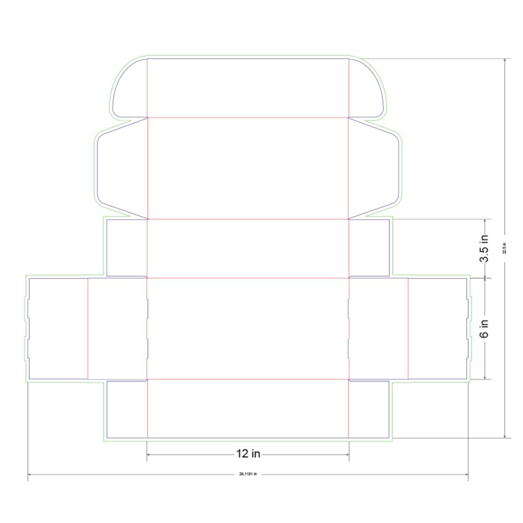 12x6x3.5 in Mailer Box Template