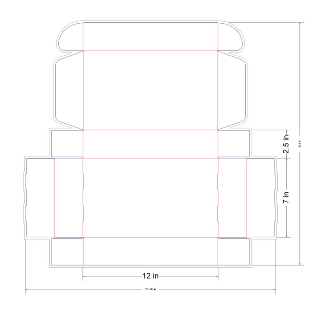 12x7x2.5 in Mailer Box Template