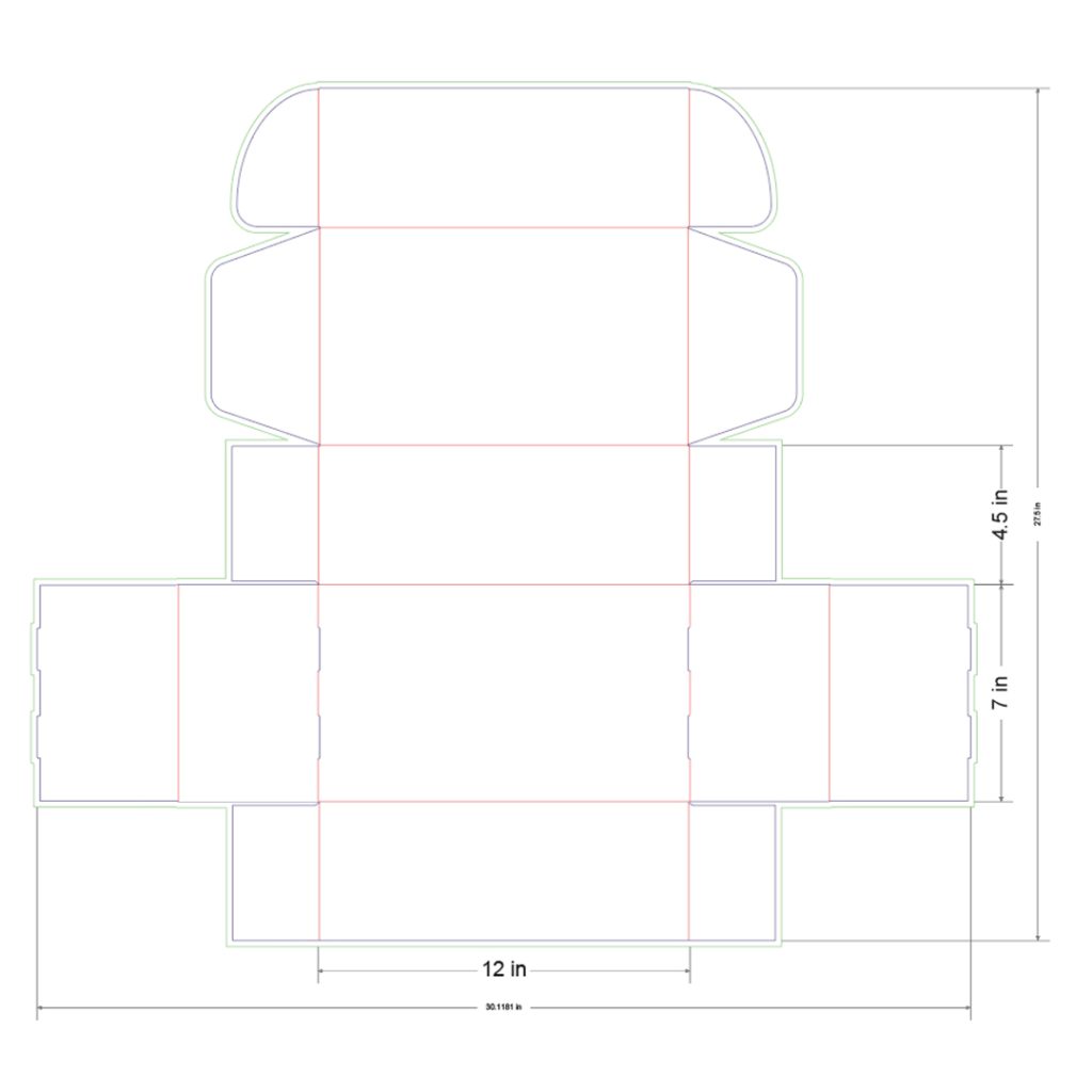 12x7x4.5 in Mailer Box Template