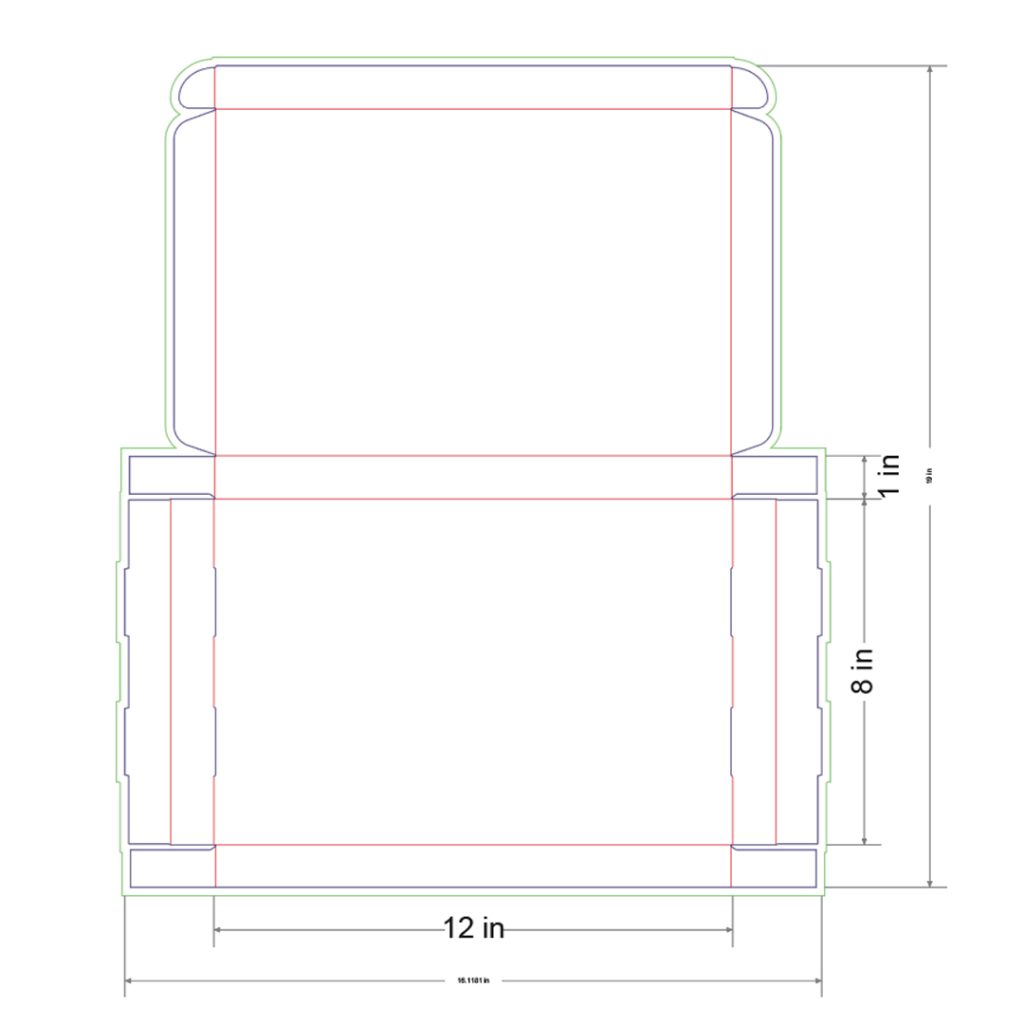 12x8x1 in Mailer Box Template