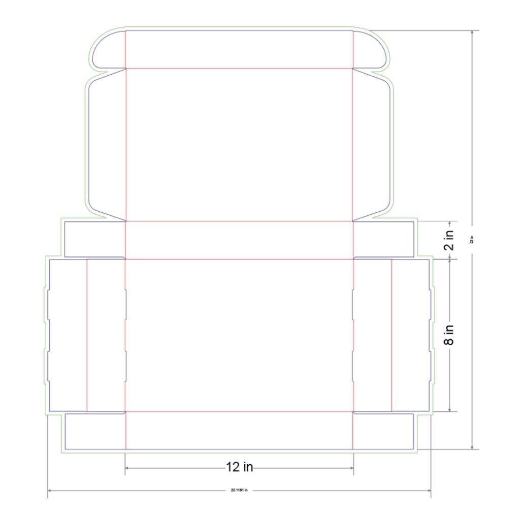 12x8x2 in Mailer Box Template