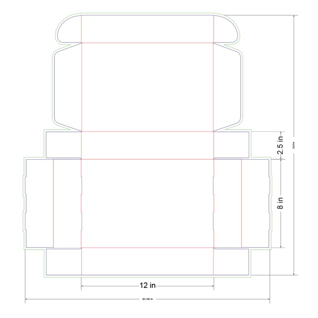 12x8x2.5 in Mailer Box Template