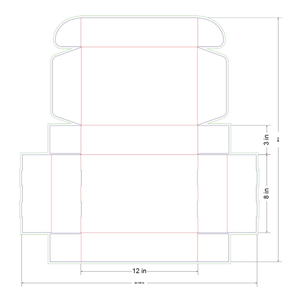 12x8x3 in Mailer Box Template