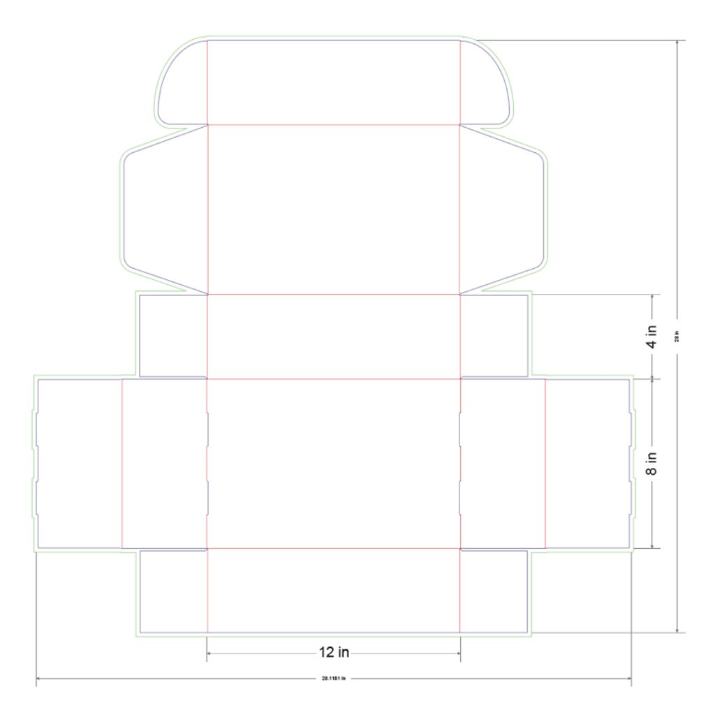 12x8x4 in Mailer Box Template