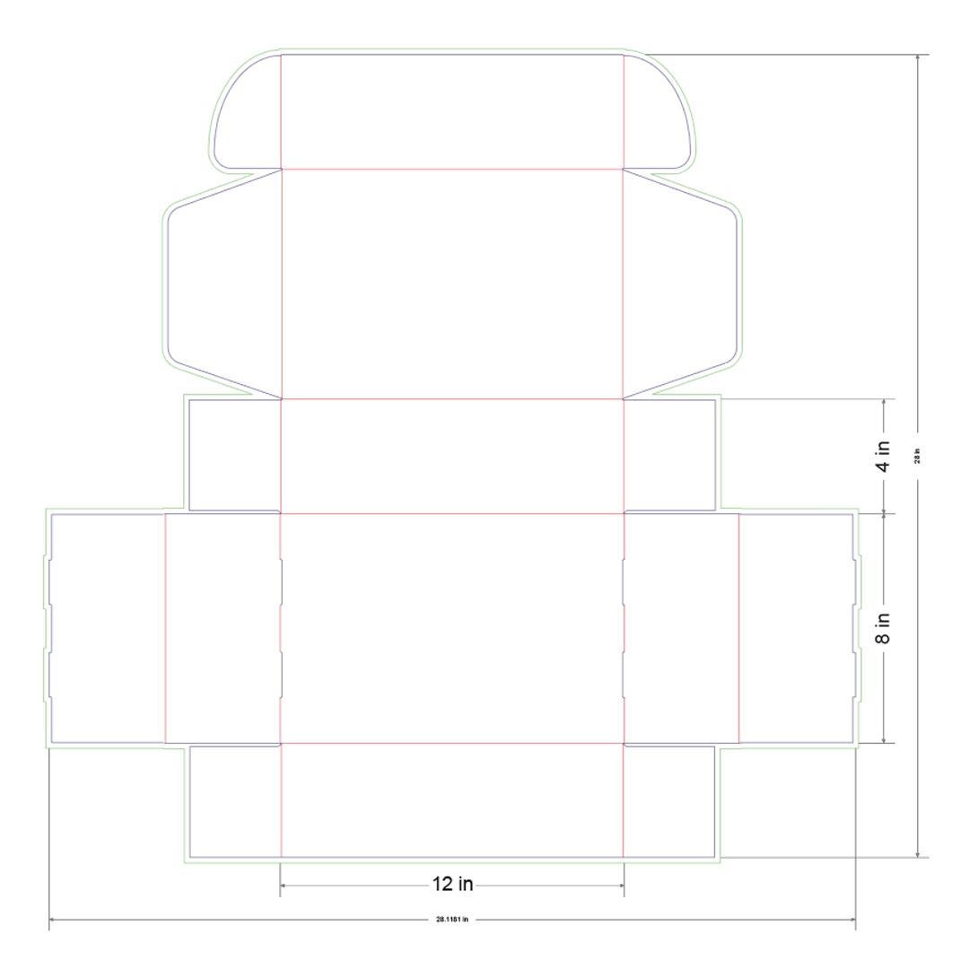 12x8x4 in Mailer Box Template