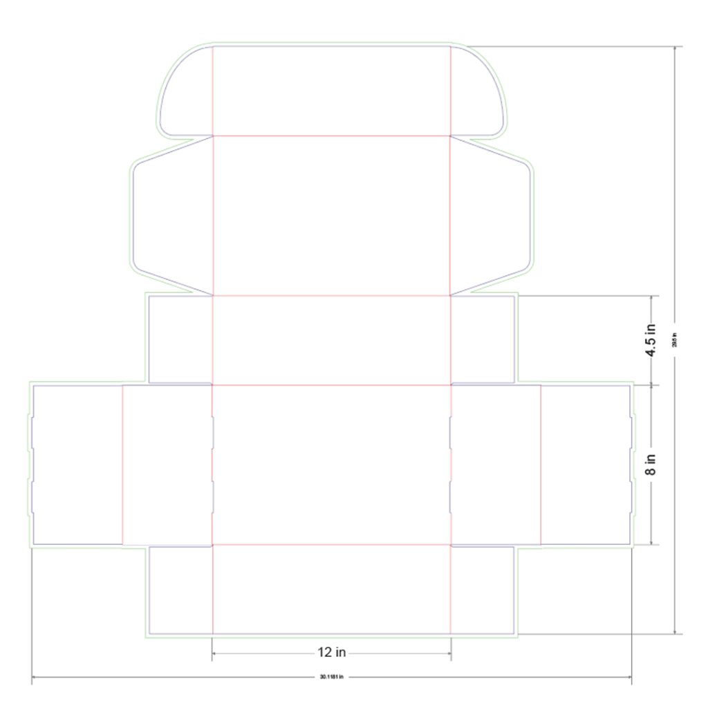 12x8x4.5 in Mailer Box Template