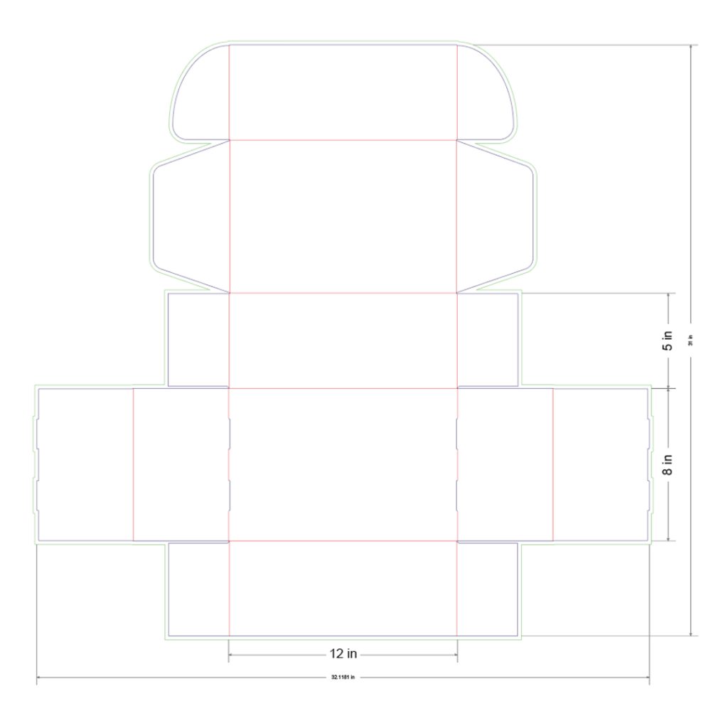 12x8x5 in Mailer Box Template