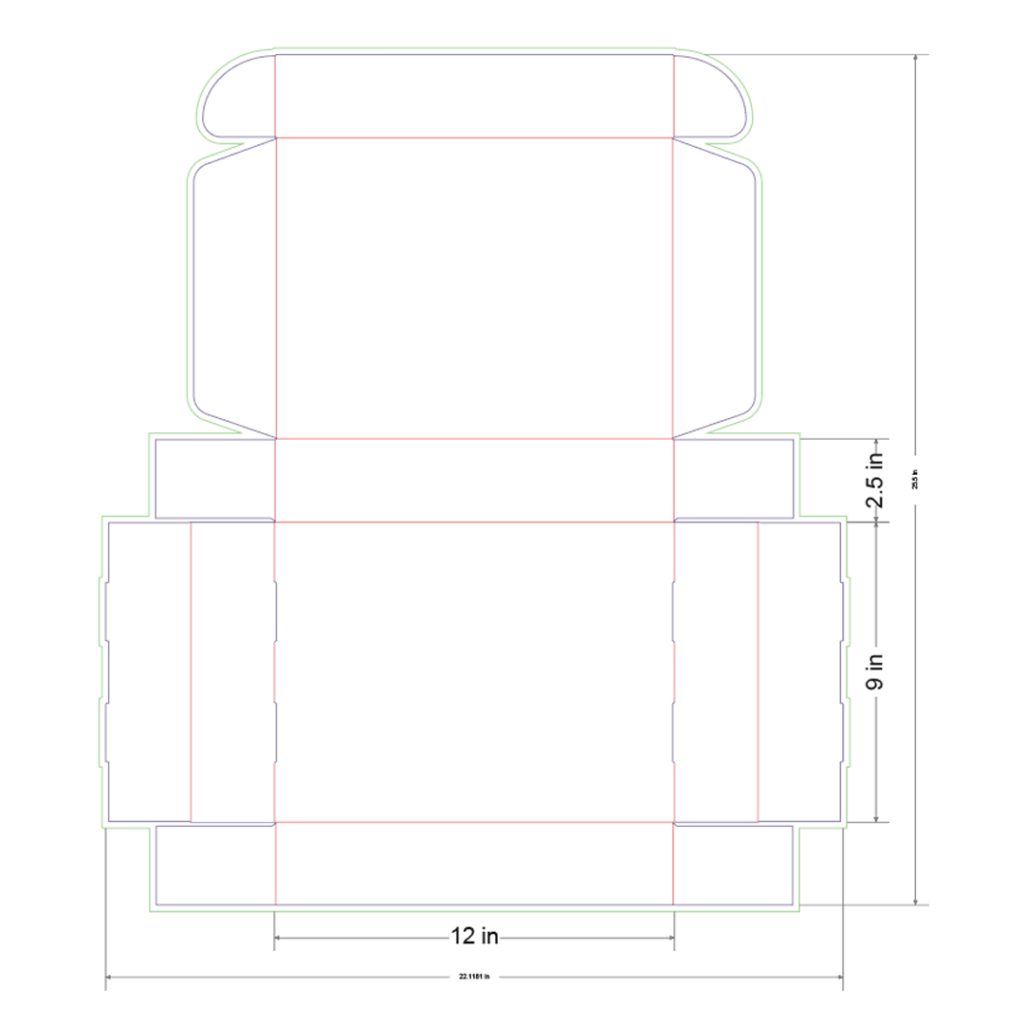12x9x2.5 in Mailer Box Template