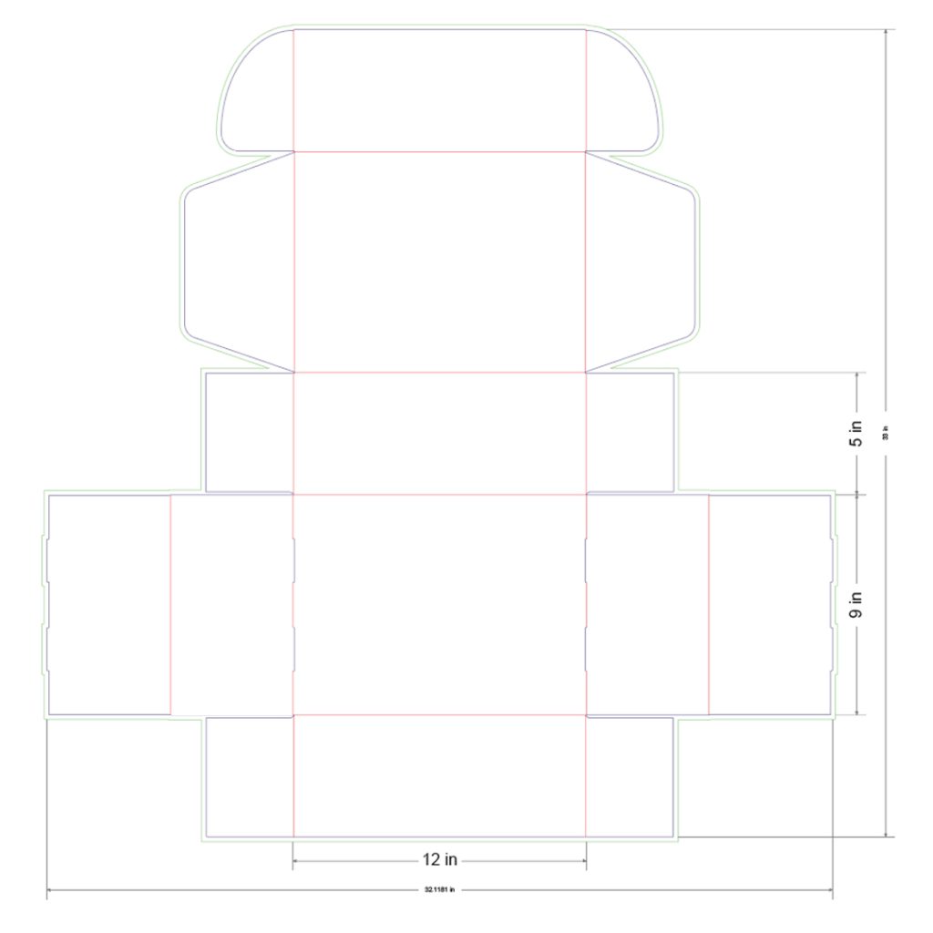 12x9x5 in Mailer Box Template