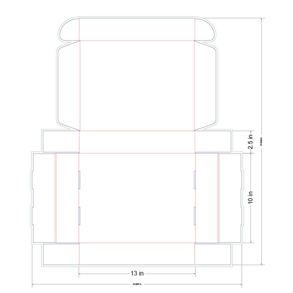 13x10x2.5 in Mailer Box Template