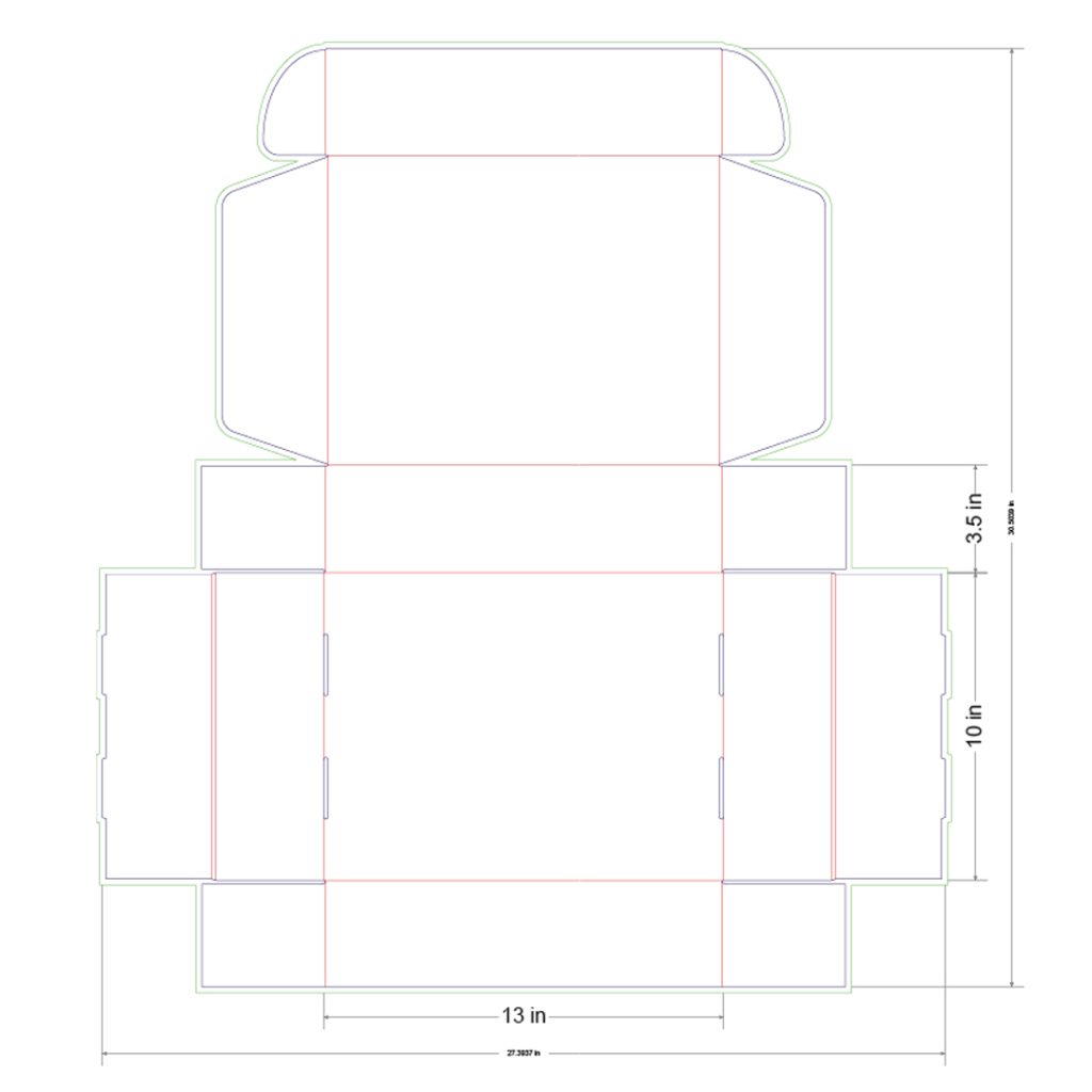 13x10x3.5 in Mailer Box Template