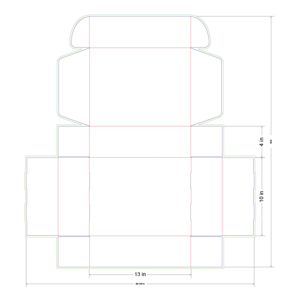 13x10x4 in Mailer Box Template