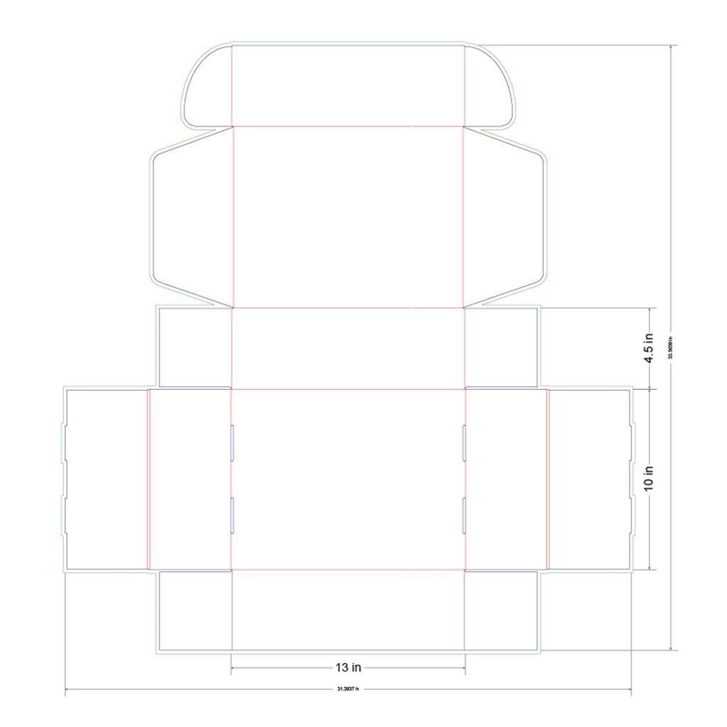 13x10x4.5 in Mailer Box Template