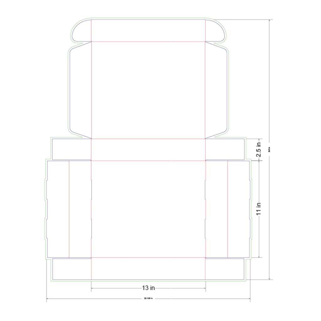 13x11x2.5 in Mailer Box Template