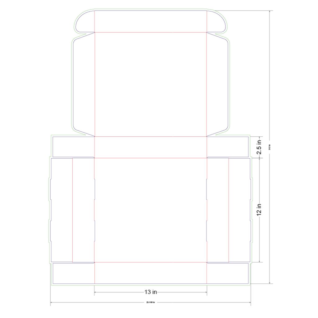 13x12x2.5 in Mailer Box Template