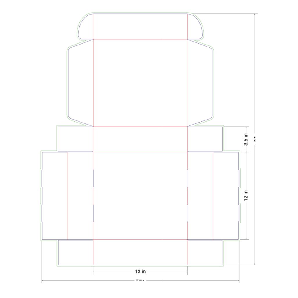 13x12x3.5 in Mailer Box Template