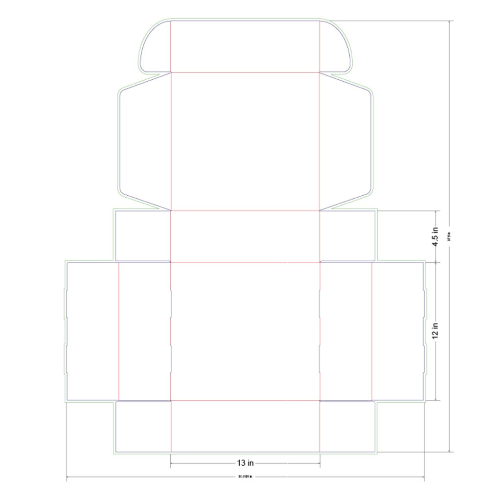 13x12x4.5 in Mailer Box Template