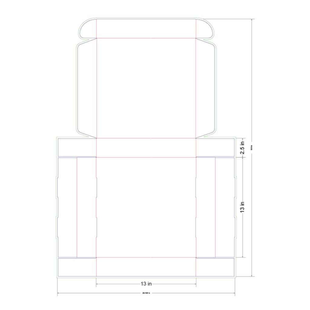 13x13x2.5 in Mailer Box Template