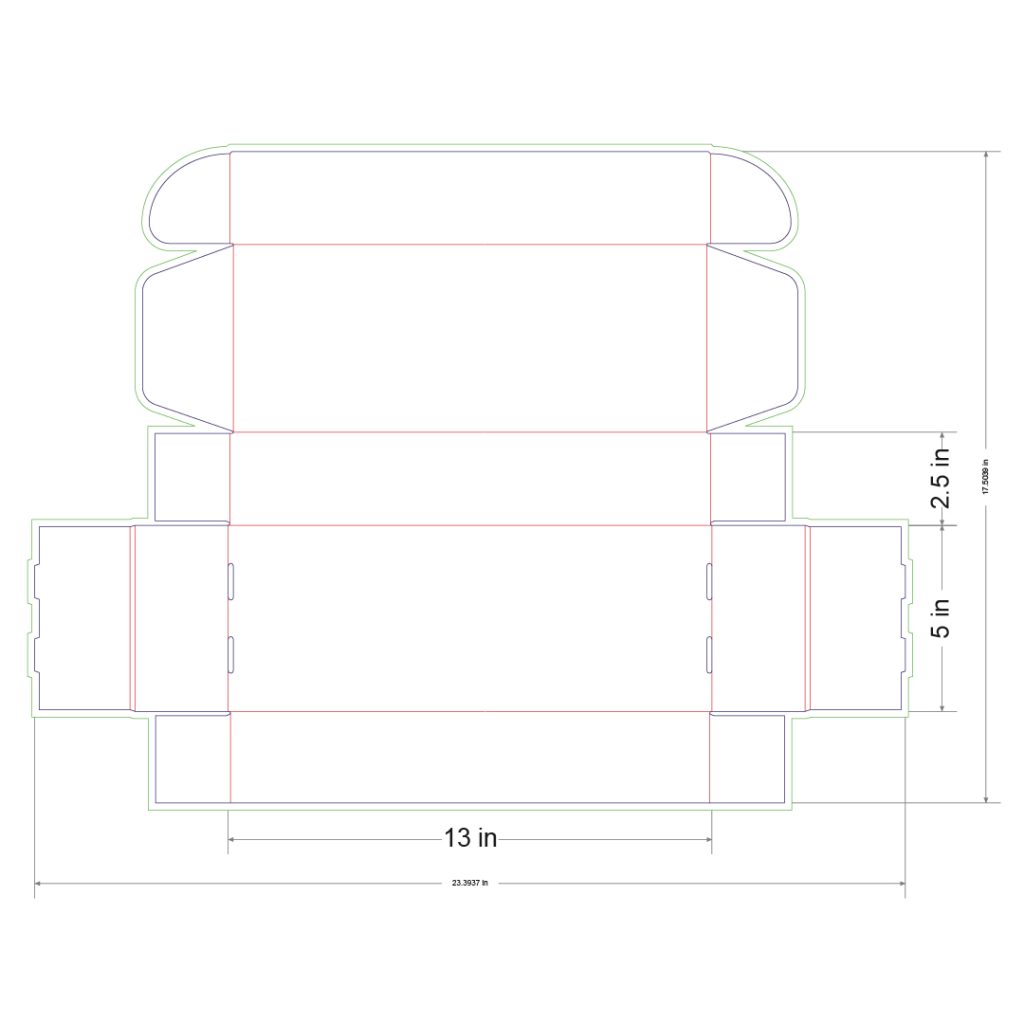 13x5x2.5 in Mailer Box Template