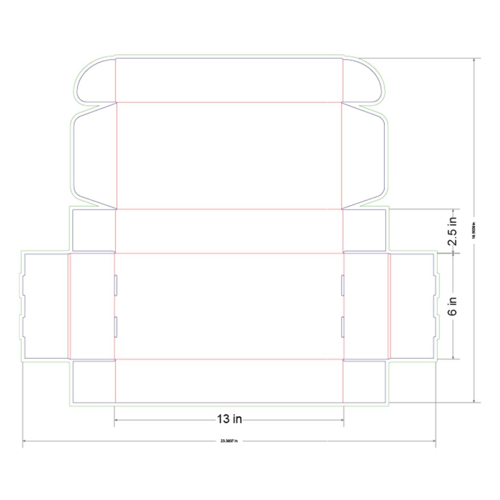 13x6x2.5 in Mailer Box Template
