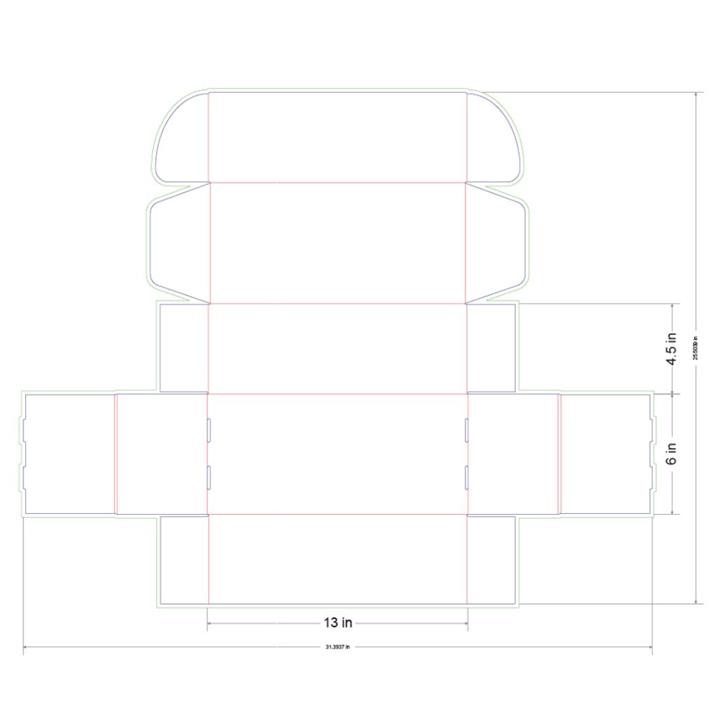13x6x4.5 in Mailer Box Template