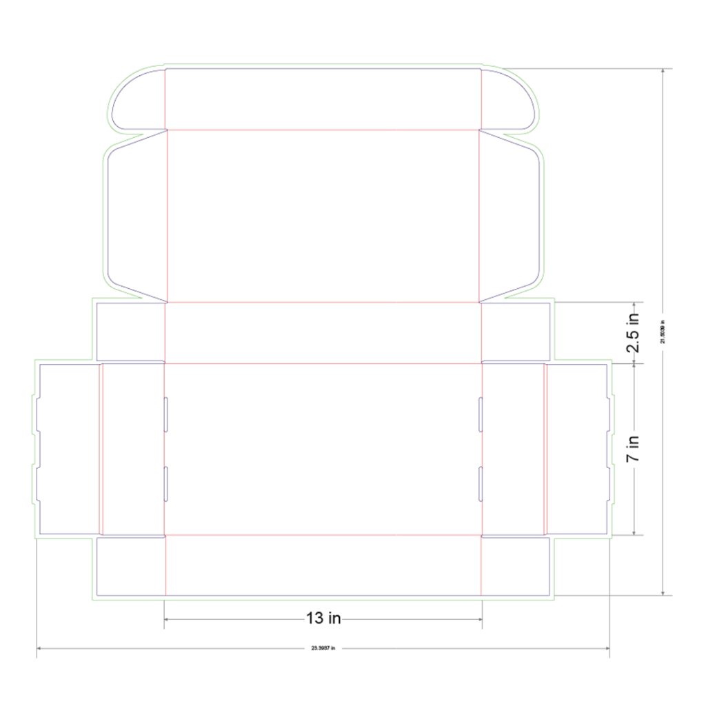 13x7x2.5 in Mailer Box Template
