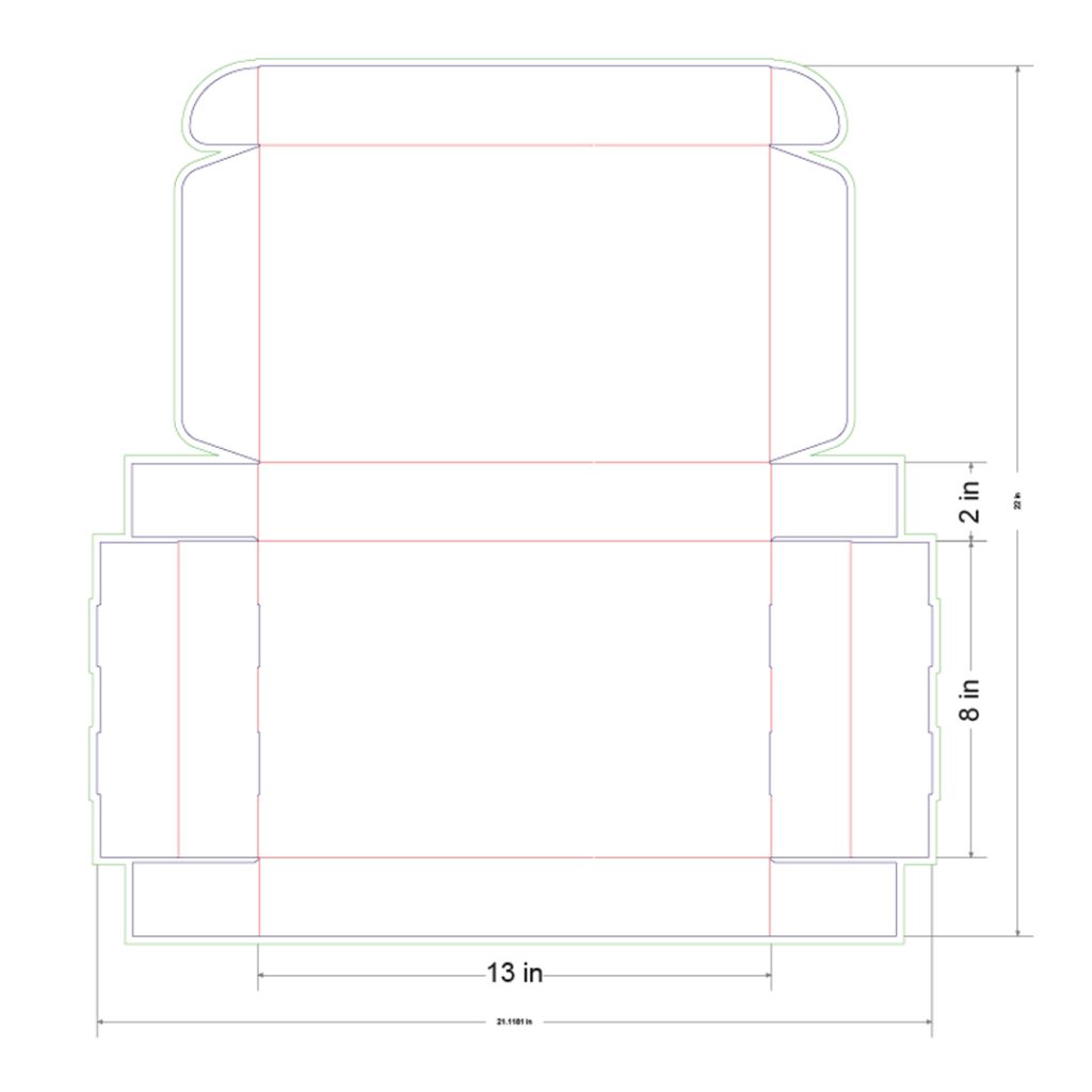 13x8x2 in Mailer Box Template