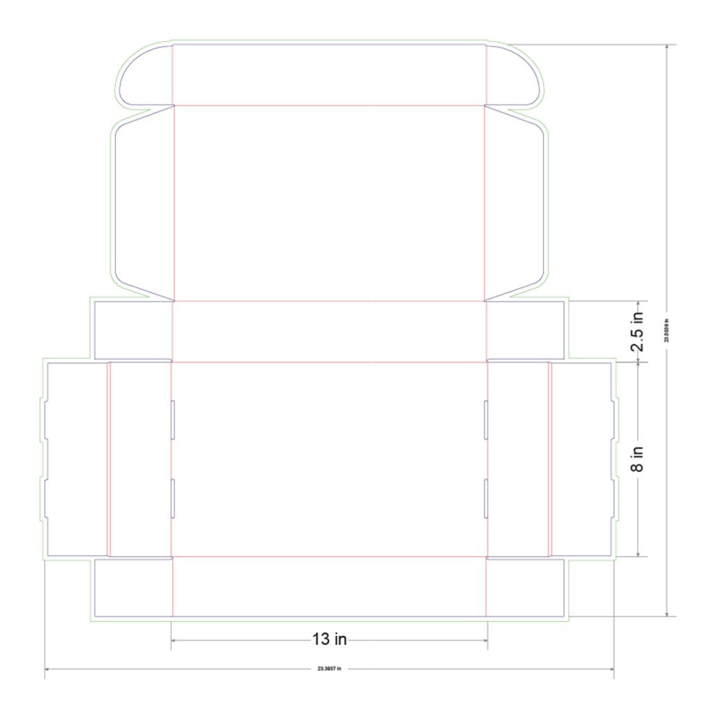 13x8x2.5 in Mailer Box Template