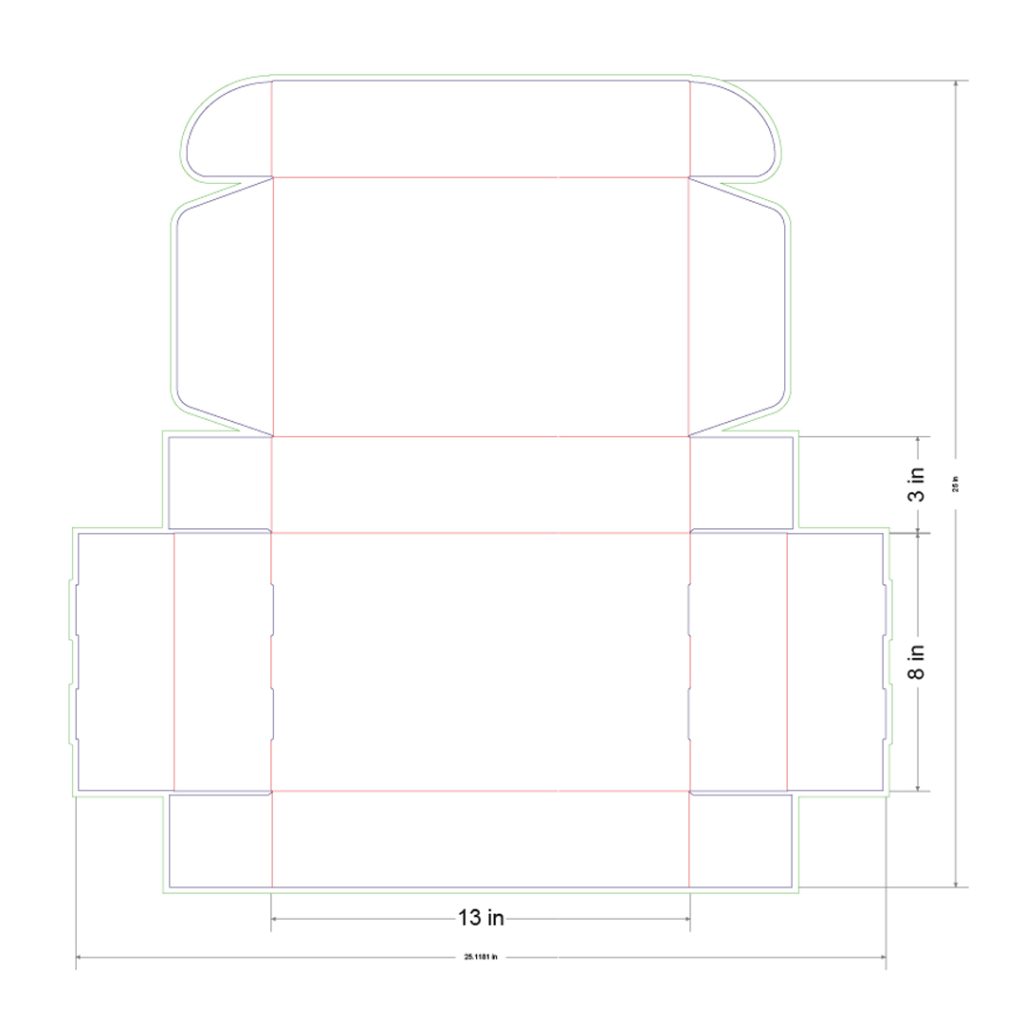 13x8x3 in Mailer Box Template