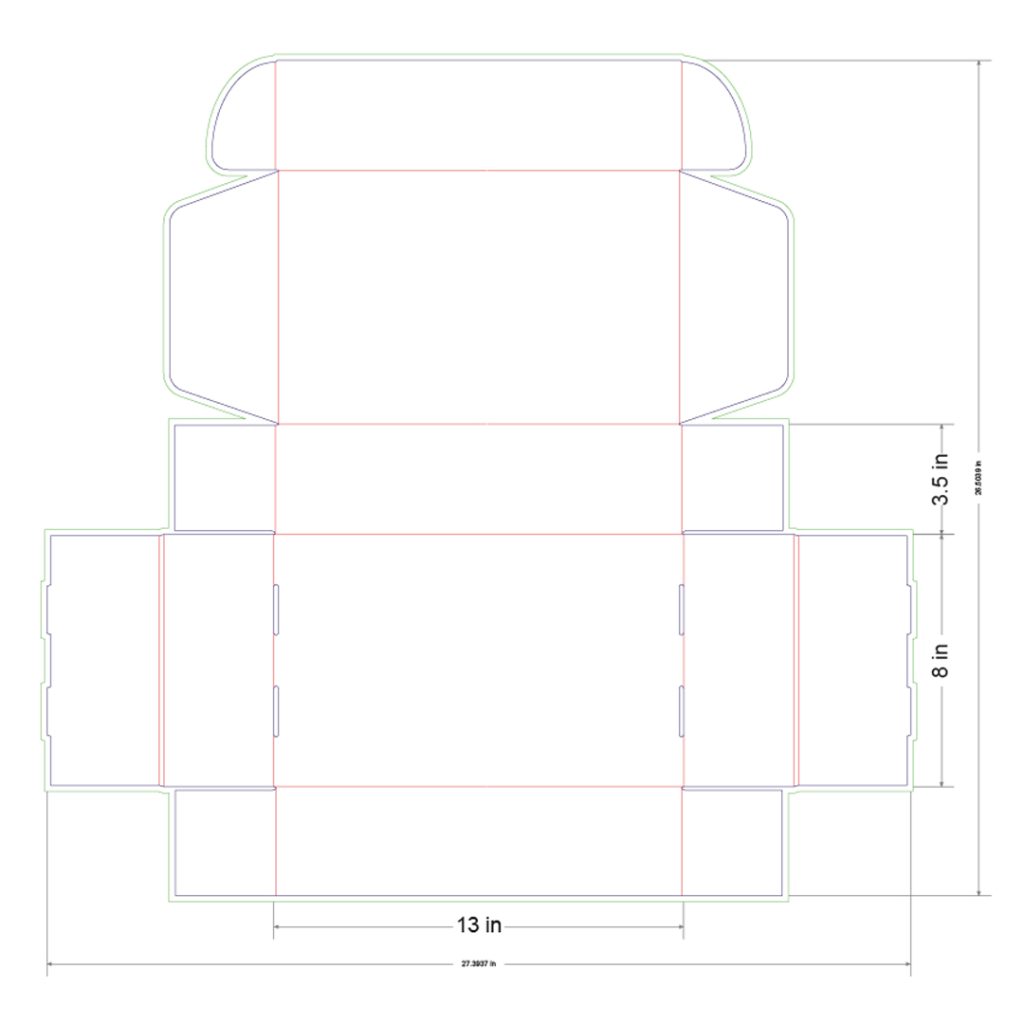 13x8x3.5 in Mailer Box Template