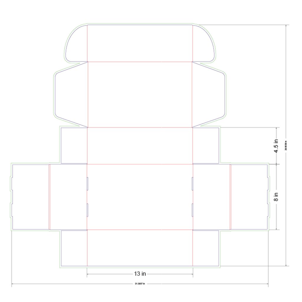 13x8x4.5 in Mailer Box Template