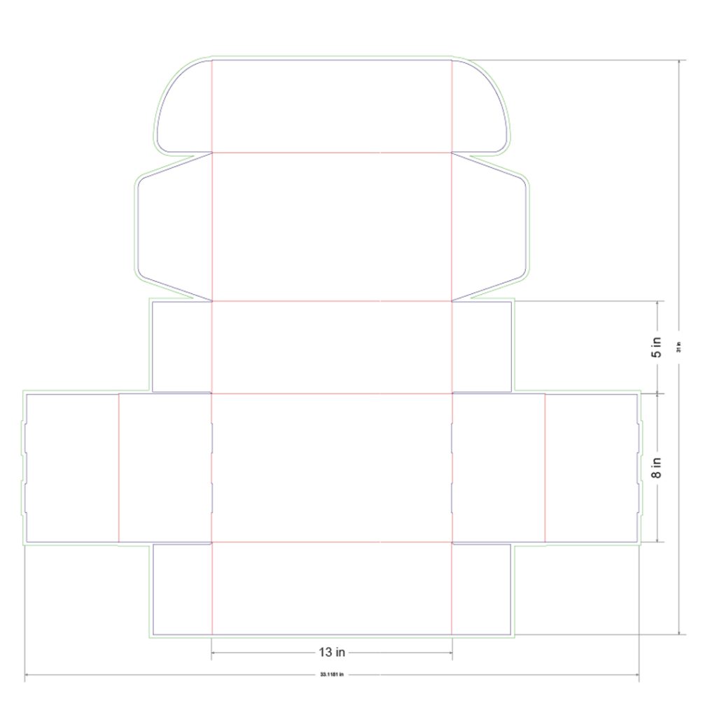 13x8x5 in Mailer Box Template