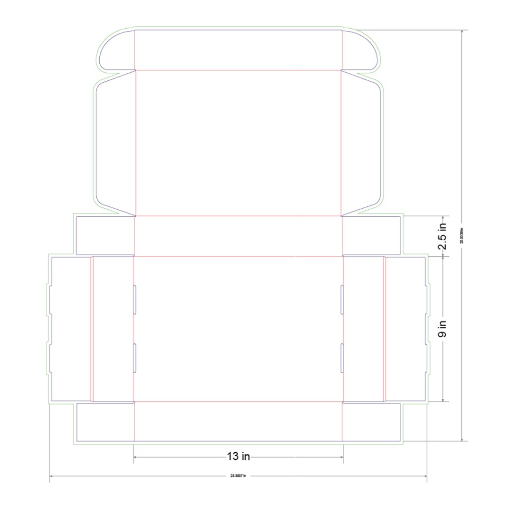 13x9x2.5 in Mailer Box Template