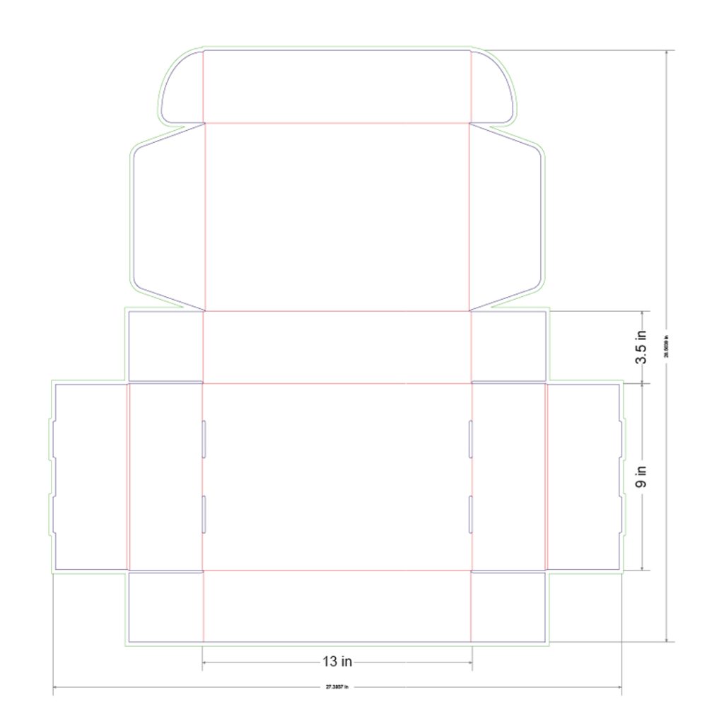 13x9x3.5 in Mailer Box Template