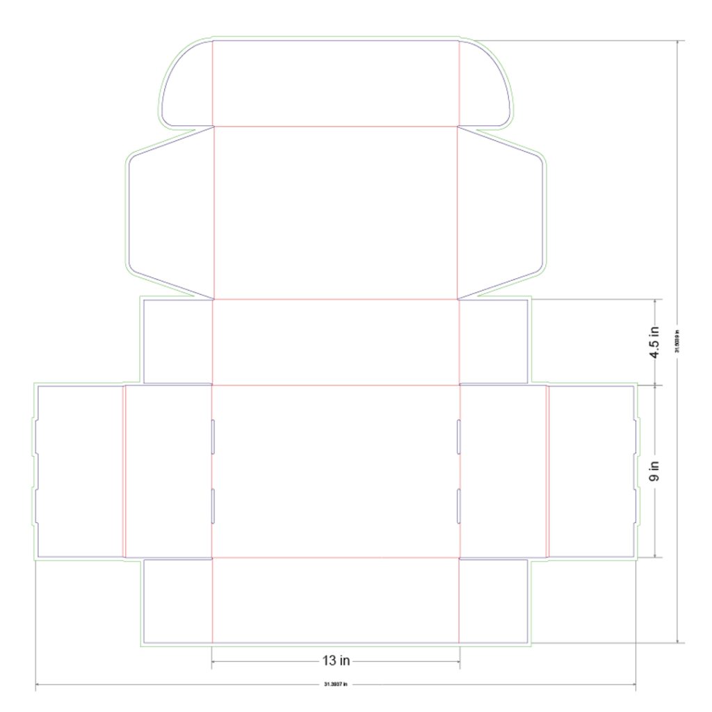 13x9x4.5 in Mailer Box Template